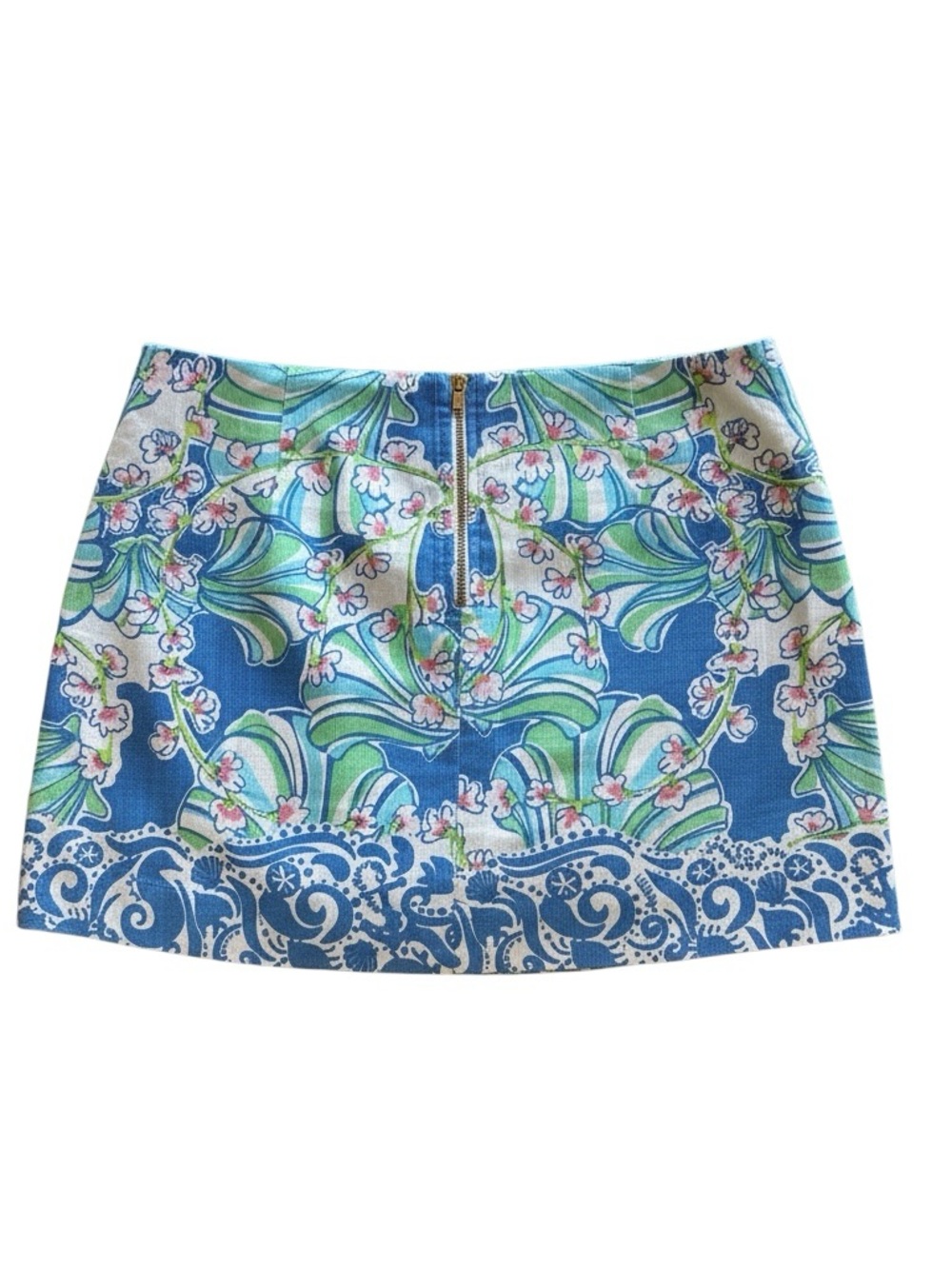 Lilly Pulitzer Tate Mini Skirt Bay Blue Coasting Engineered Nautical Print 4